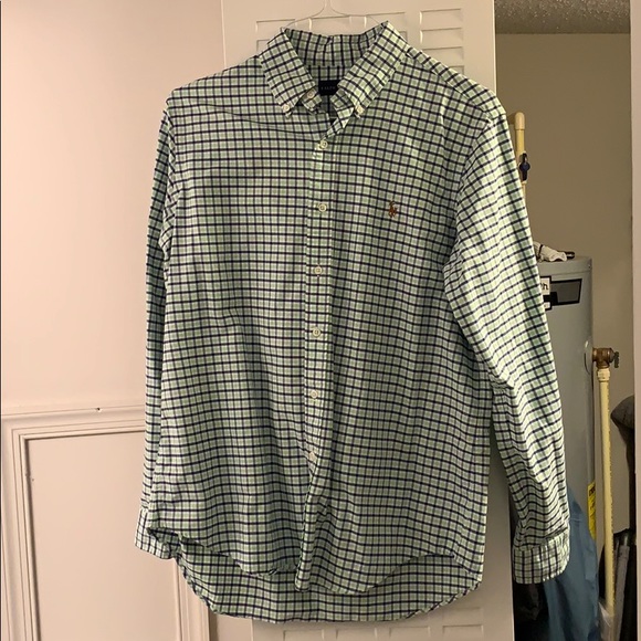Polo Ralph Lauren button down patterned green blue - Picture 1 of 3